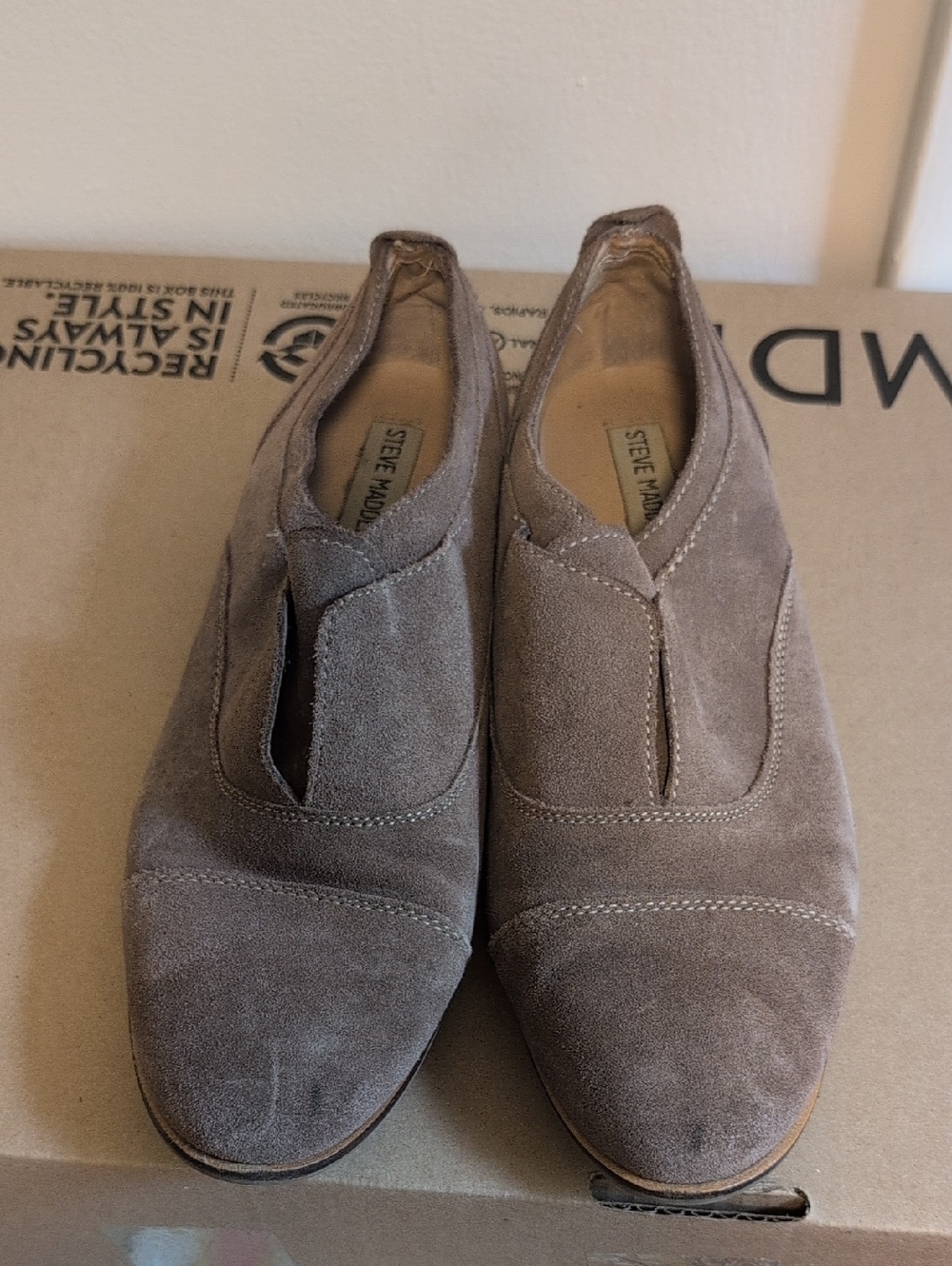 Steve Madden Taupe Suede Slip-On Loafers